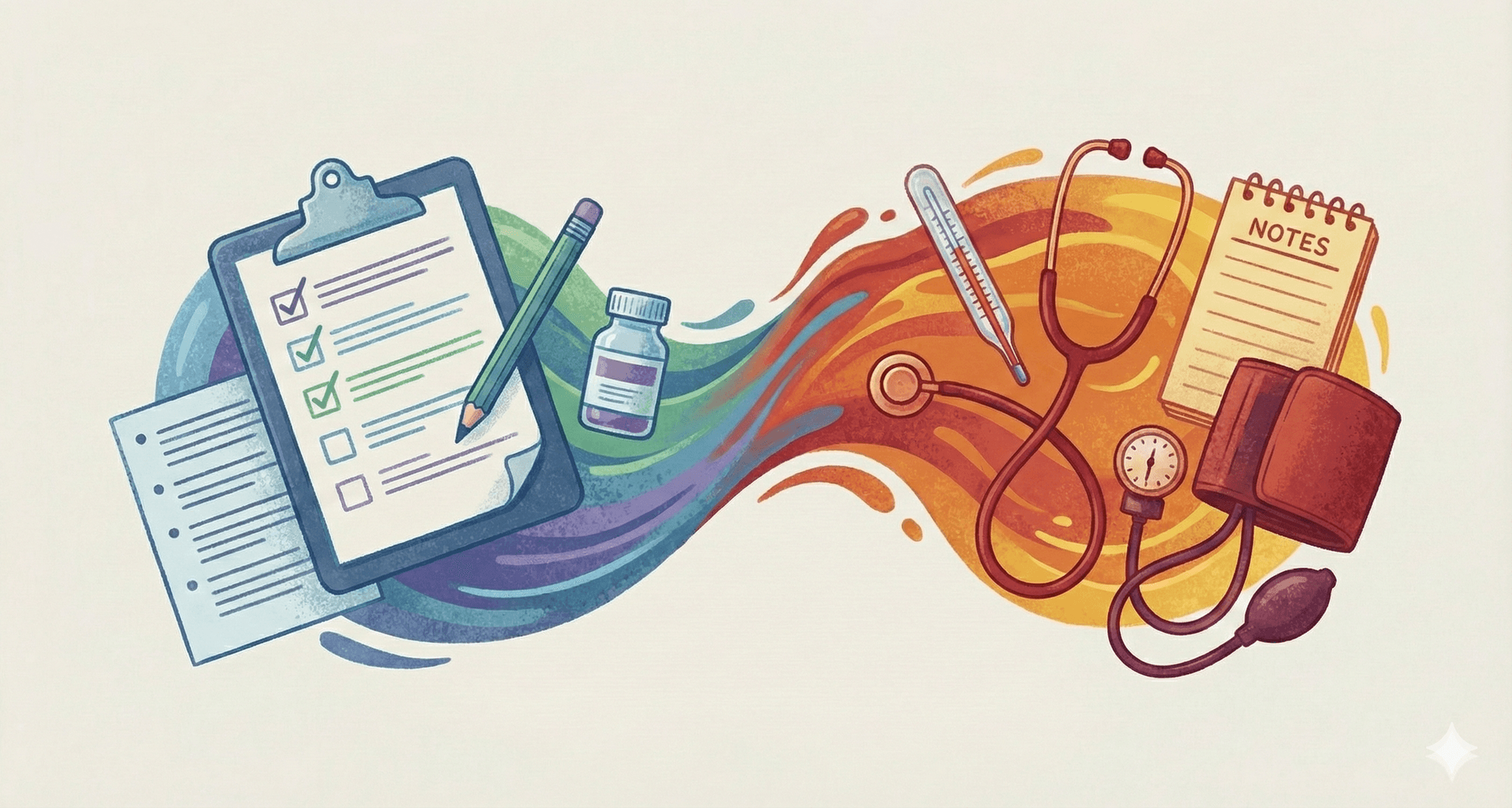 Checklist and medical notes representing preparation for an adult ADHD assessment